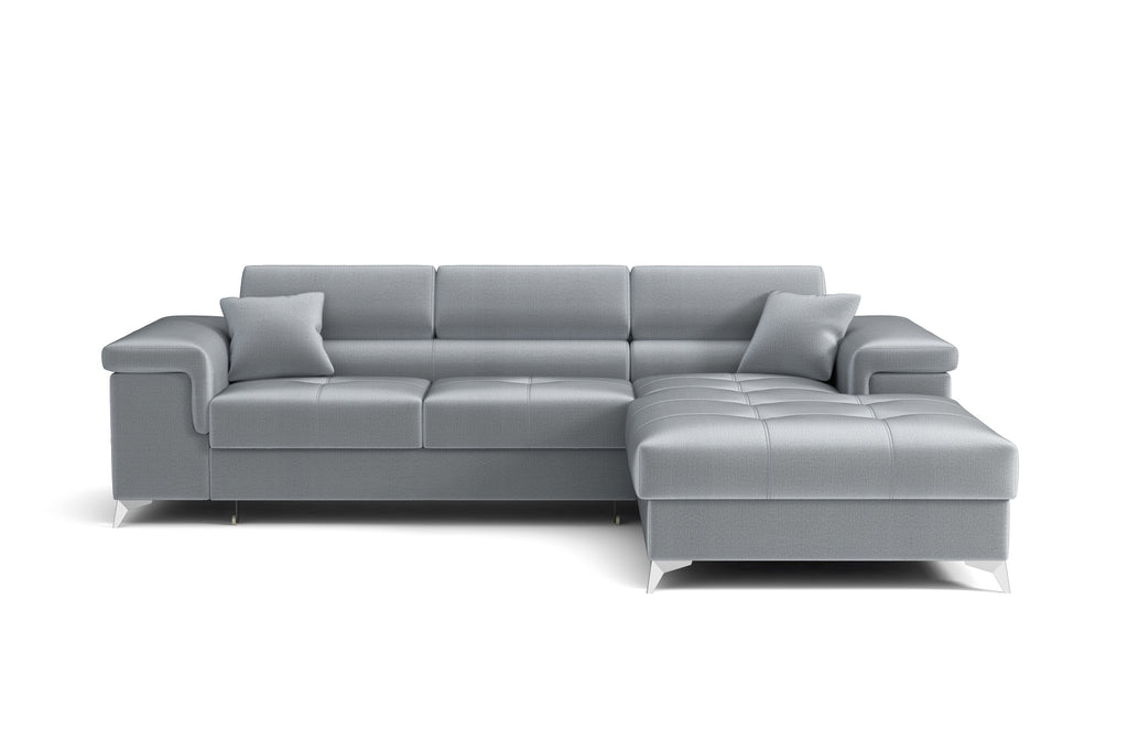 Striato Ecksofa – L-förmig mit Schlaffunktion und Bettkasten, verstellbaren Kopfstützen, Monolith-Gewebe