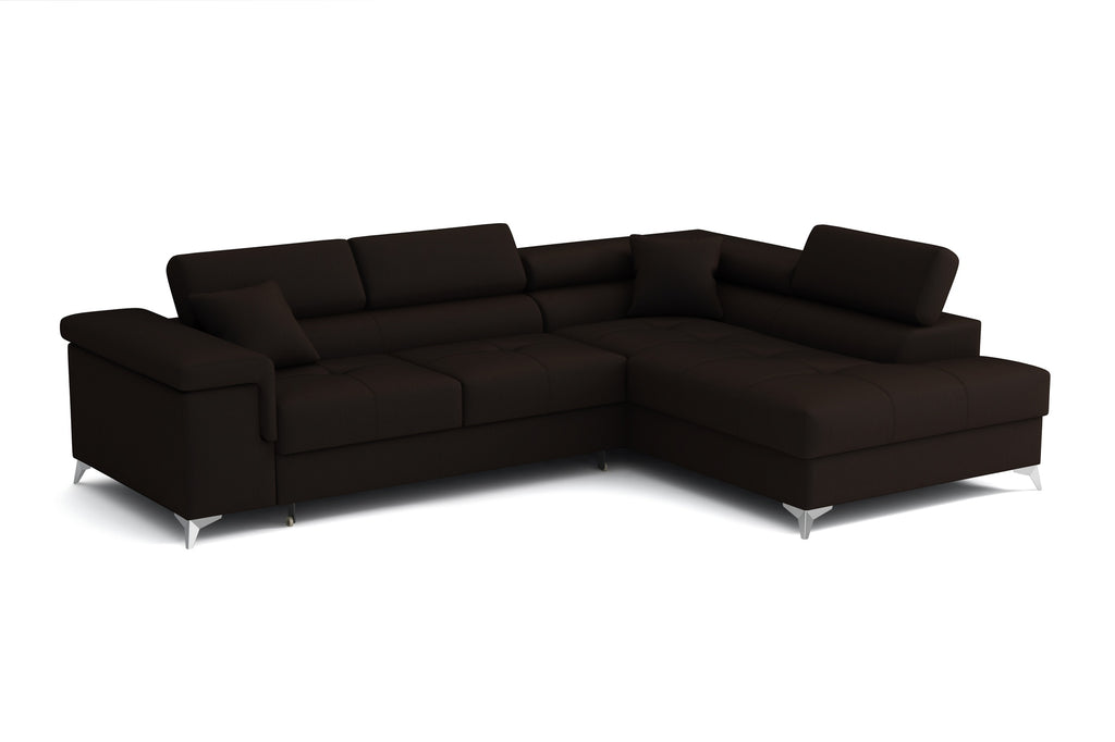 Striato Ecksofa – L-förmig mit Schlaffunktion und Bettkasten, verstellbaren Kopfstützen, Monolith-Stoff