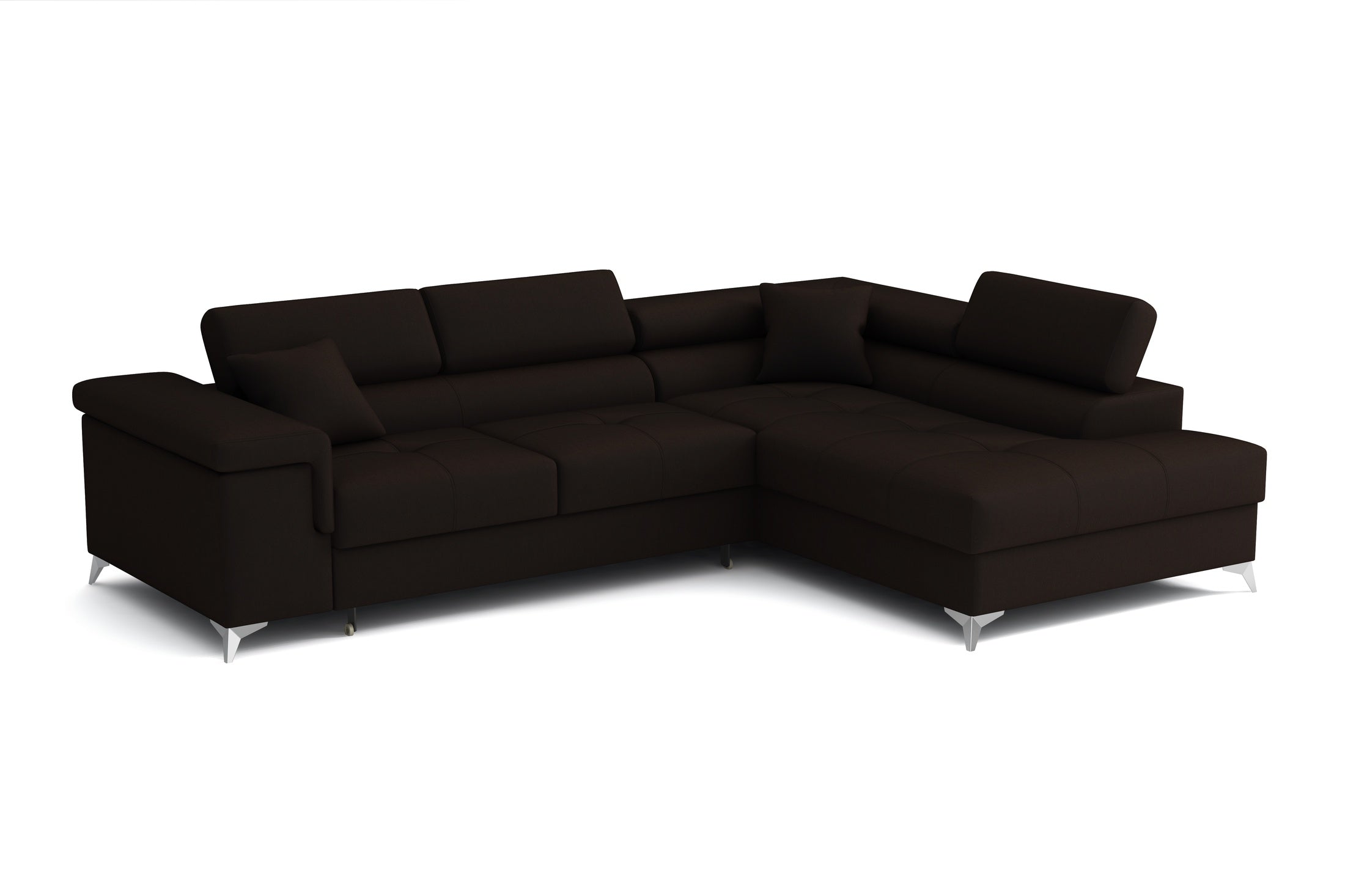 Striato Ecksofa – L-förmig mit Schlaffunktion und Bettkasten, verstellbaren Kopfstützen, Monolith-Stoff