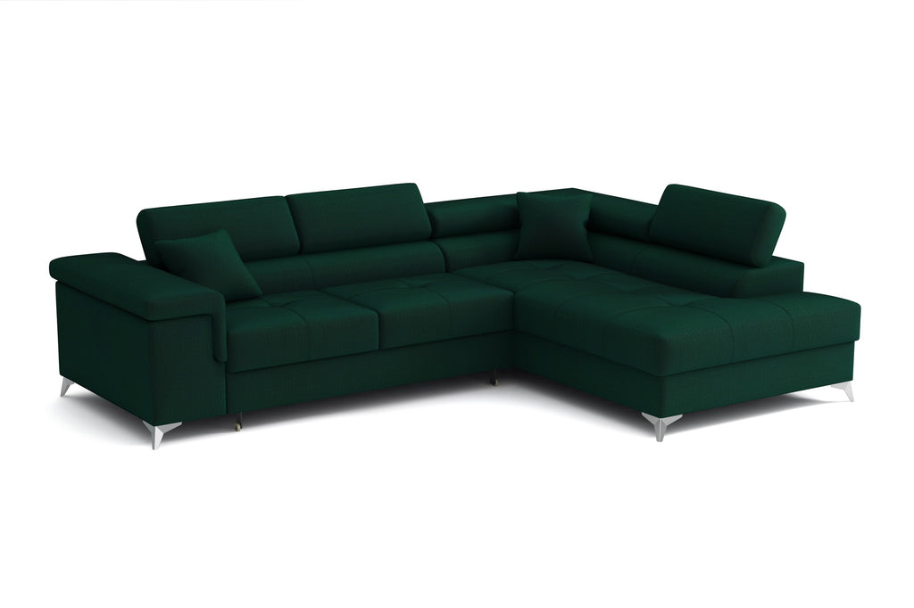 Striato Ecksofa – L-förmig mit Schlaffunktion und Bettkasten, verstellbaren Kopfstützen, Monolith-Gewebe