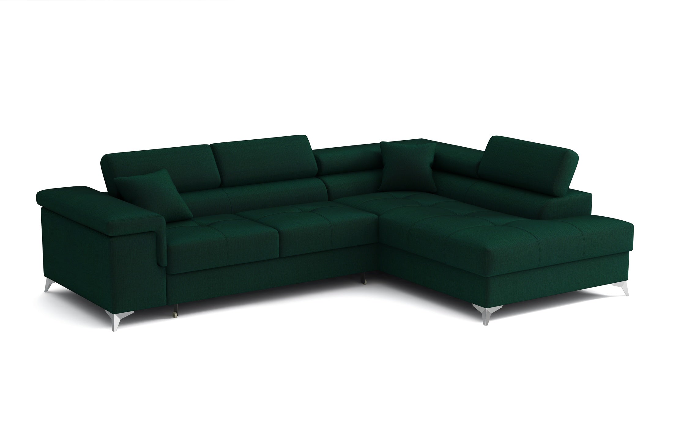 Striato Ecksofa – L-förmig mit Schlaffunktion und Bettkasten, verstellbaren Kopfstützen, Monolith-Gewebe