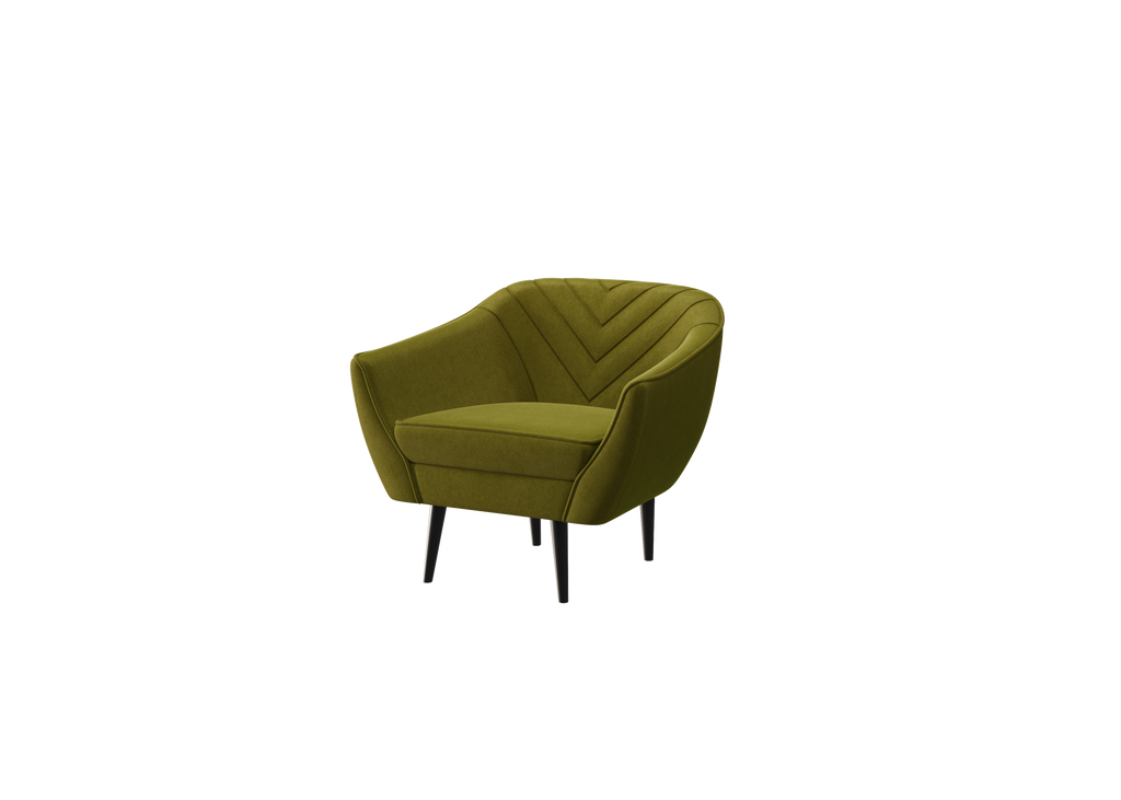 Sofka Fotel jednosobowy Avenia - na wysokich drewnianych nogach tkanina Riviera Velvet