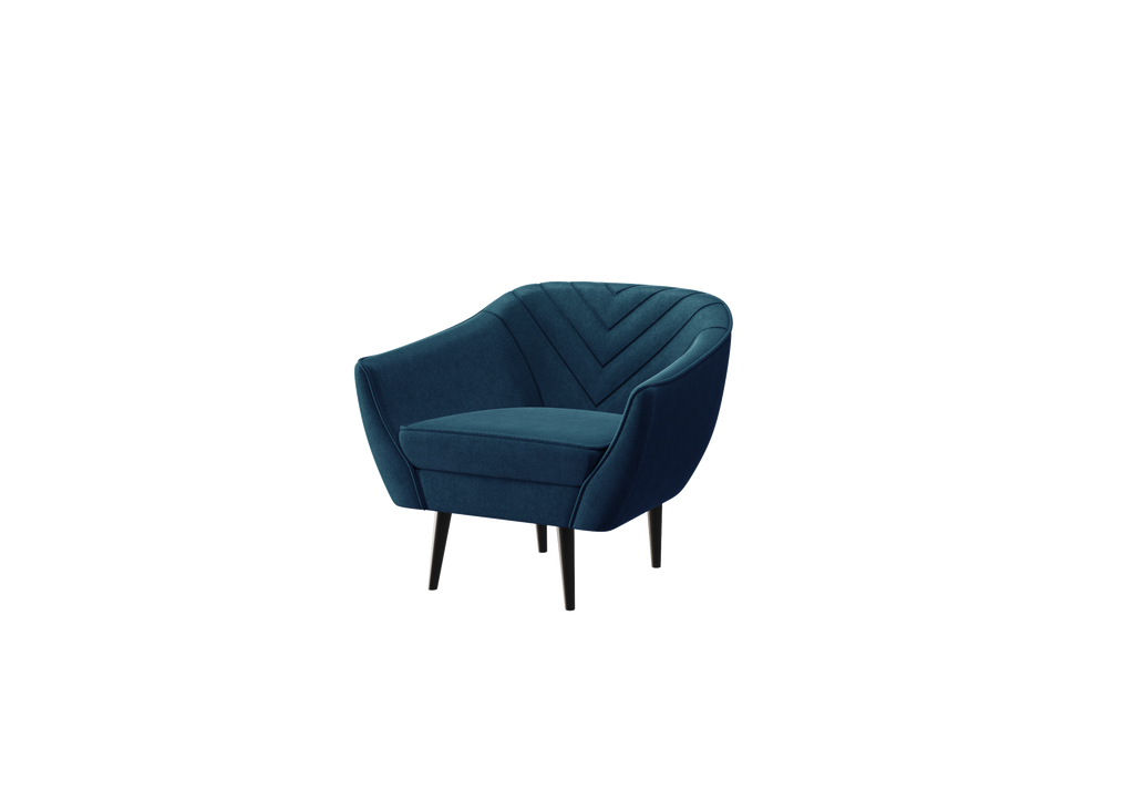 Sofka Fotel jednosobowy Avenia - na wysokich drewnianych nogach tkanina Riviera Velvet