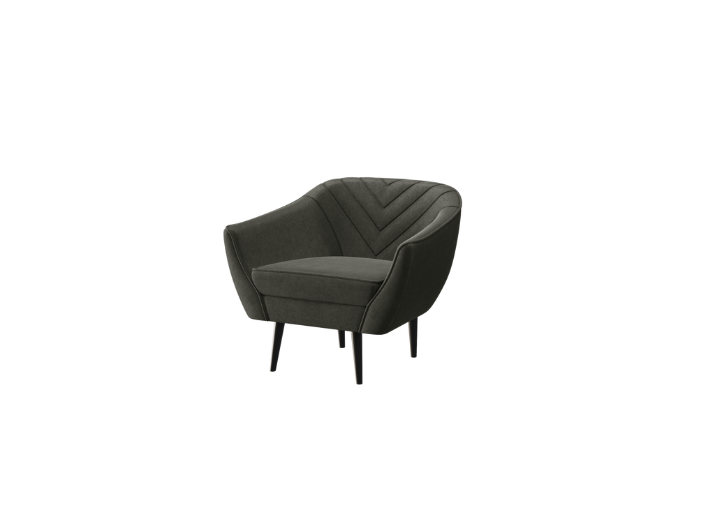 Sofka Fotel jednosobowy Avenia - na wysokich drewnianych nogach tkanina Riviera Velvet