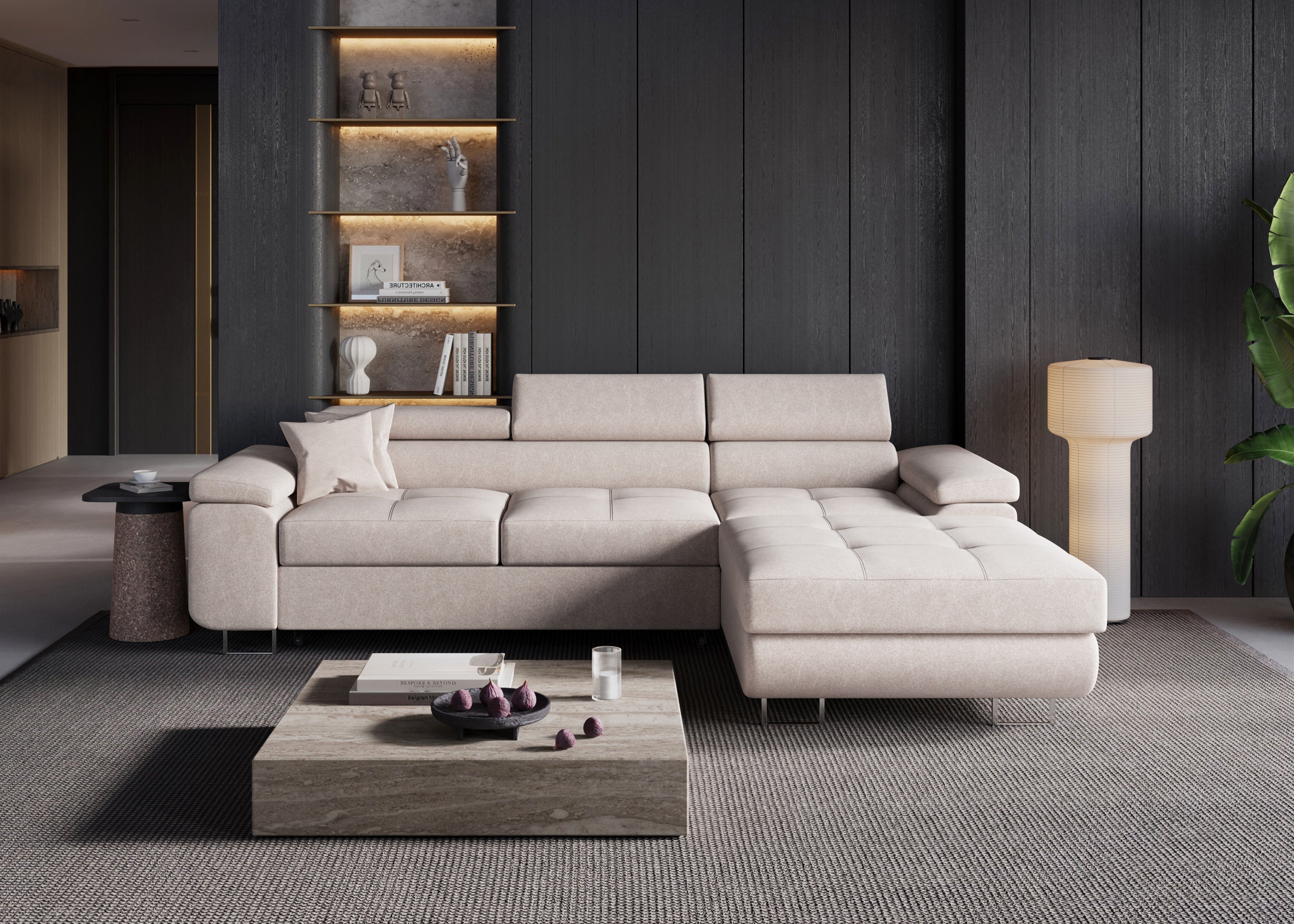 Narożnik Volare L - kształtny z funkcją spania i pojemnikiem tkanina Castel