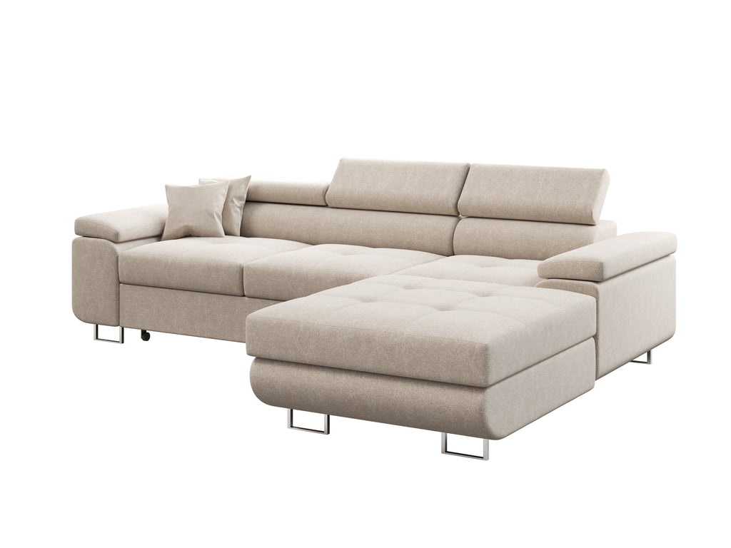 Ecksofa Volare L – formschön mit Schlaffunktion und Bettkasten. Castel (hell)