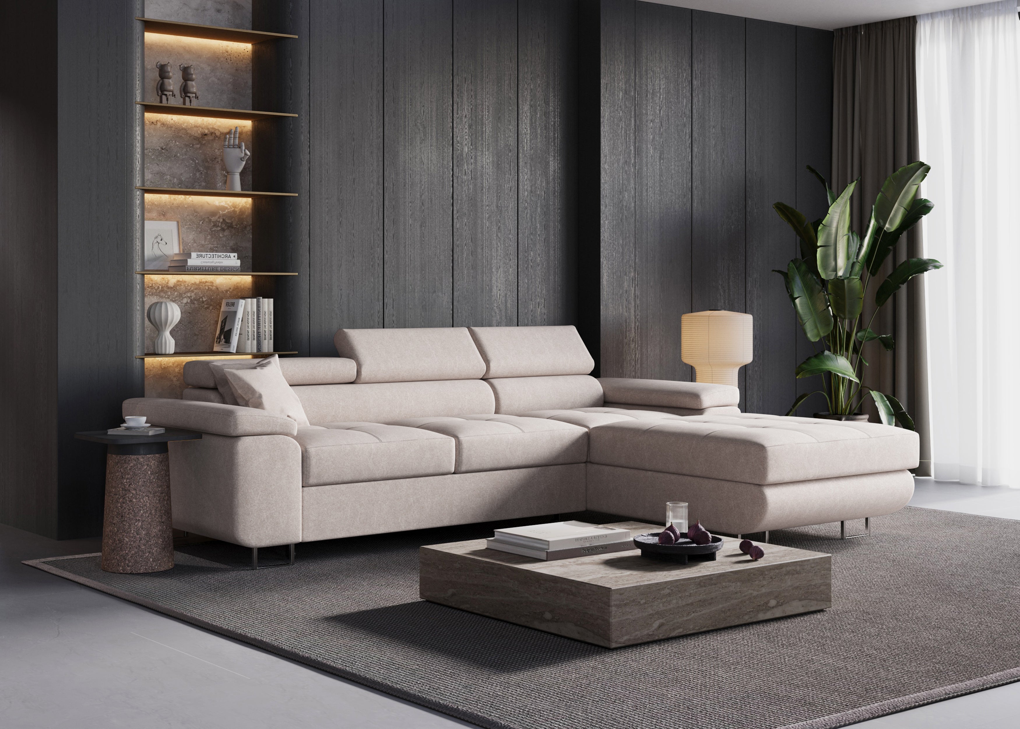 Narożnik Volare L - kształtny z funkcją spania i pojemnikiem tkanina Castel