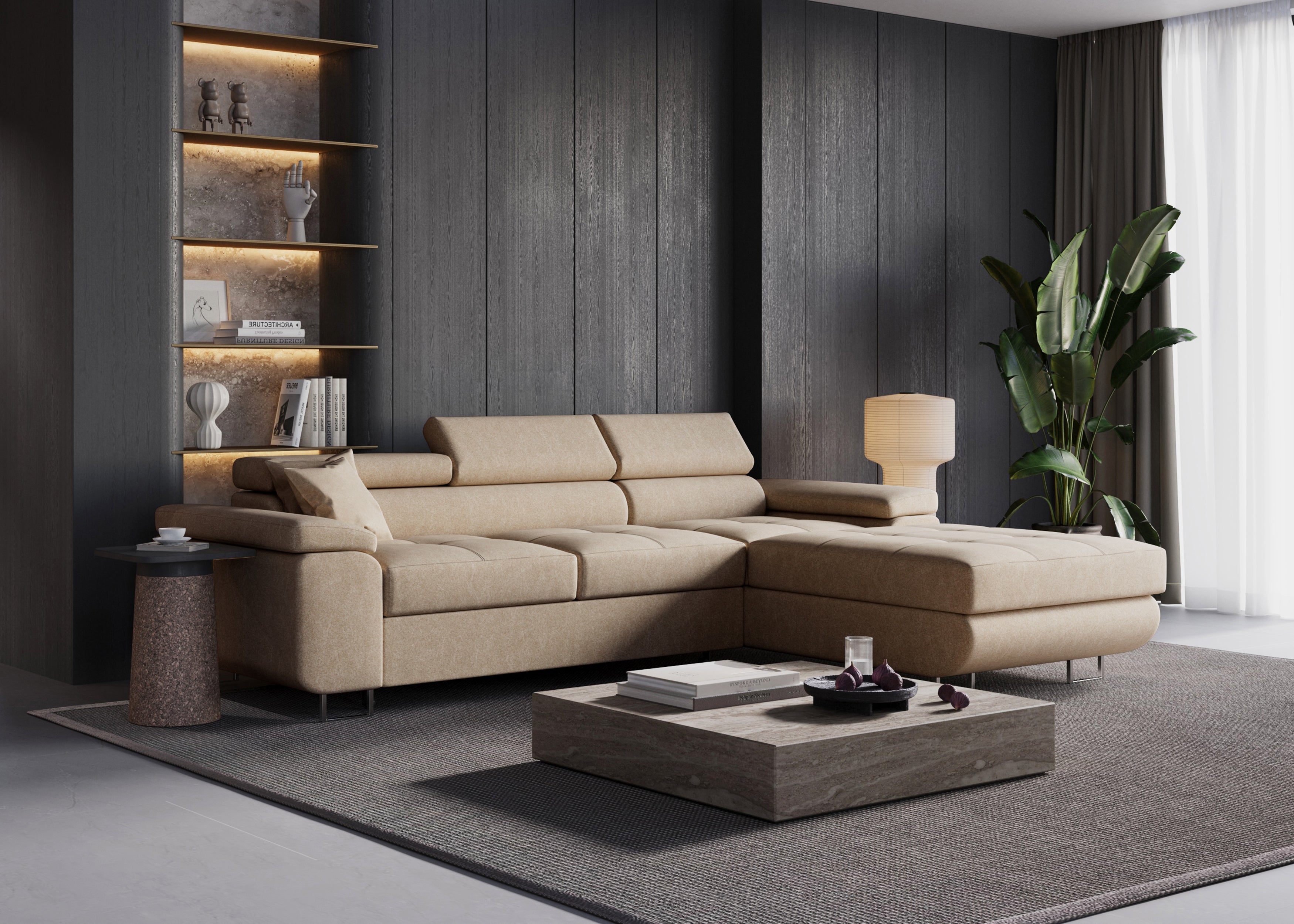 Narożnik Volare L - kształtny z funkcją spania i pojemnikiem tkanina Castel