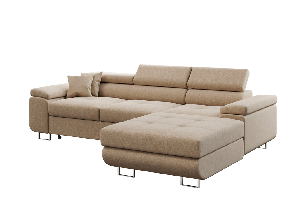 Ecksofa Volare L – formschön mit Schlaffunktion und Bettkasten. Castel (hell)