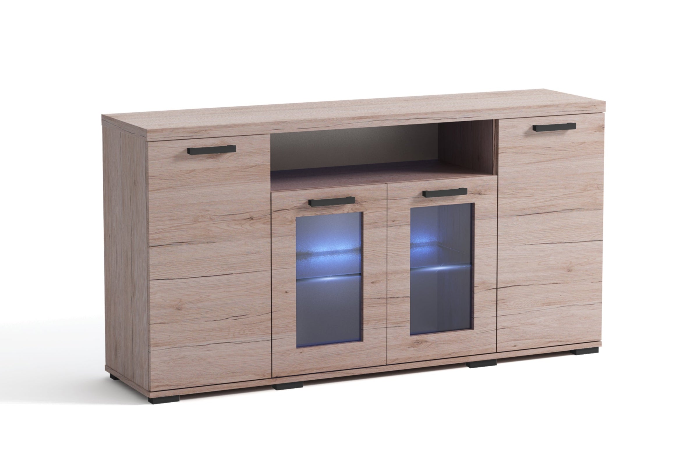 Estesa Kommode, modernes Design und hohe Funktionalität, 160 cm, 2 Farben. Farbe: Sonoma-Eiche; Maße: 160 x 85 x 40 cm