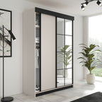 LAMARO 138 Kleiderschrank, 5 Farben, Spiegel 138 cm. Farbe: Weiß; Maße: 138 x 205 x 59 cm